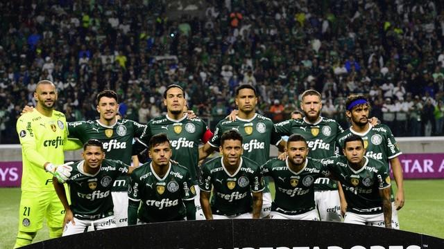 Time do Palmeiras antes de jogo contra o Athletico, pela Libertadores