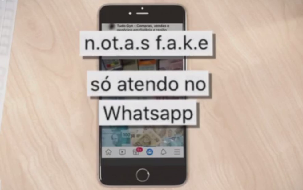 Criminoso anuncia venda de notas de dinheiro falsas pelas redes sociais — Foto: Reprodução/TV Anhanguera