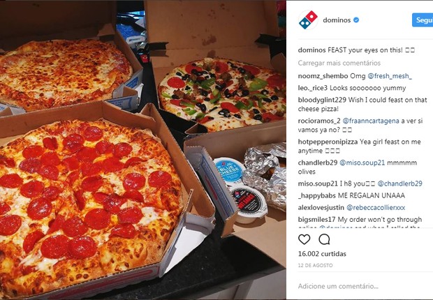 Instagram Domino's pizza (Foto: Reprodução/Instagram) Instagram Domino's pizza (Foto: Reprodução/Instagram)