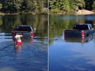 Sozinho, cão desengata caminhonete e vai parar dentro de lago nos EUA