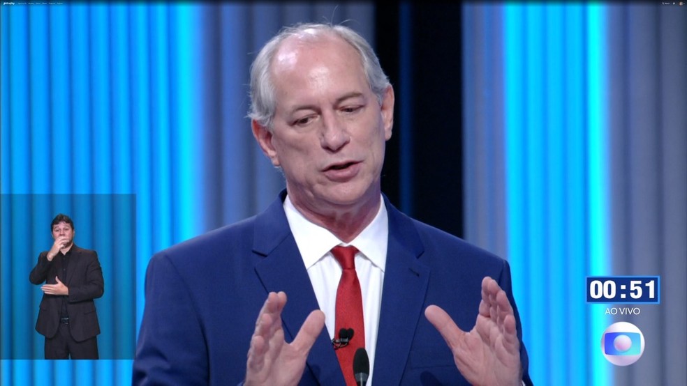 Ciro Gomes no debate da TV Globo — Foto: Reprodução
