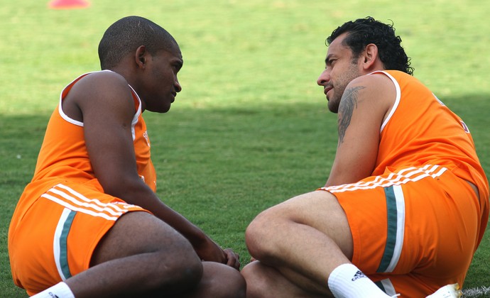 Marlon e Fred no treino do Fluminense na Urca (Foto: Nelson Perez / Fluminense) Marlon e Fred no treino do Fluminense na Urca (Foto: Nelson Perez / Fluminense)