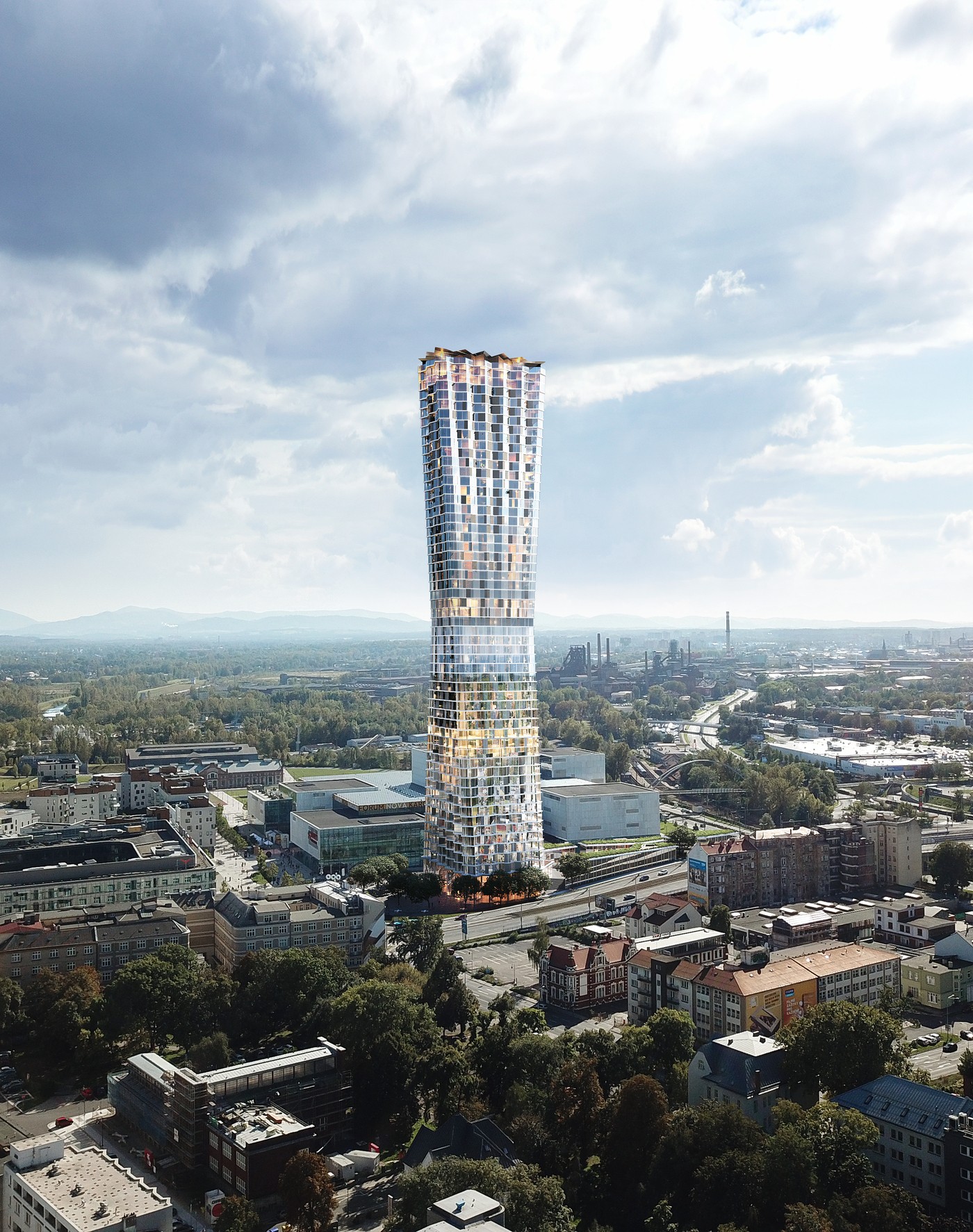 Com 235 metros de altura, prédio mais alto da República Tcheca será inaugurado em 2027 (Foto: Courtesy of CHYBIK + KRISTOF Architects & Urban Designer)