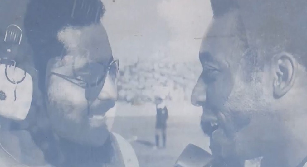 Entrevista do radialista ficou eternizada em fotografia — Foto: Reprodução/TV Subaé
