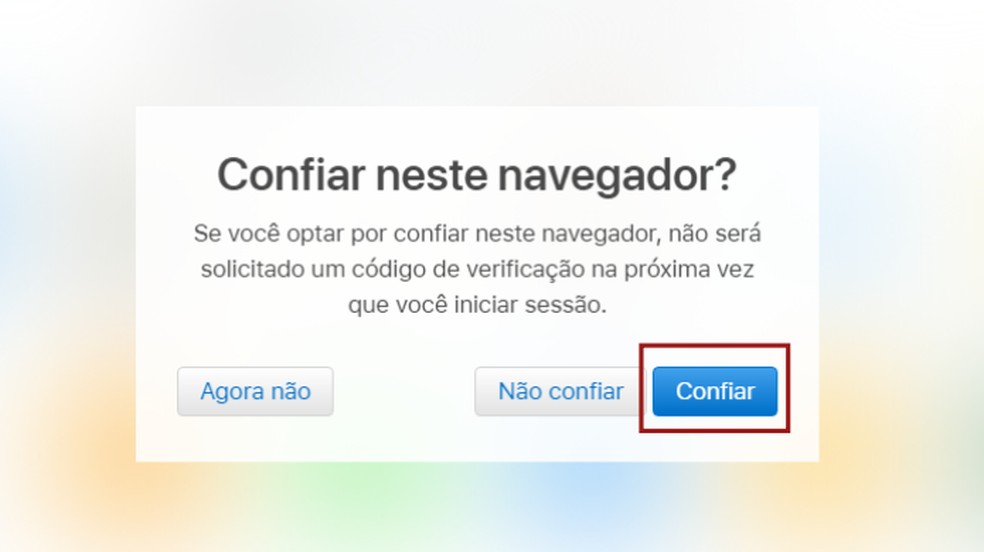 Aviso de confirmação de verificação para acessar o iCloud — Foto: Beatriz Maxima/TechTudo