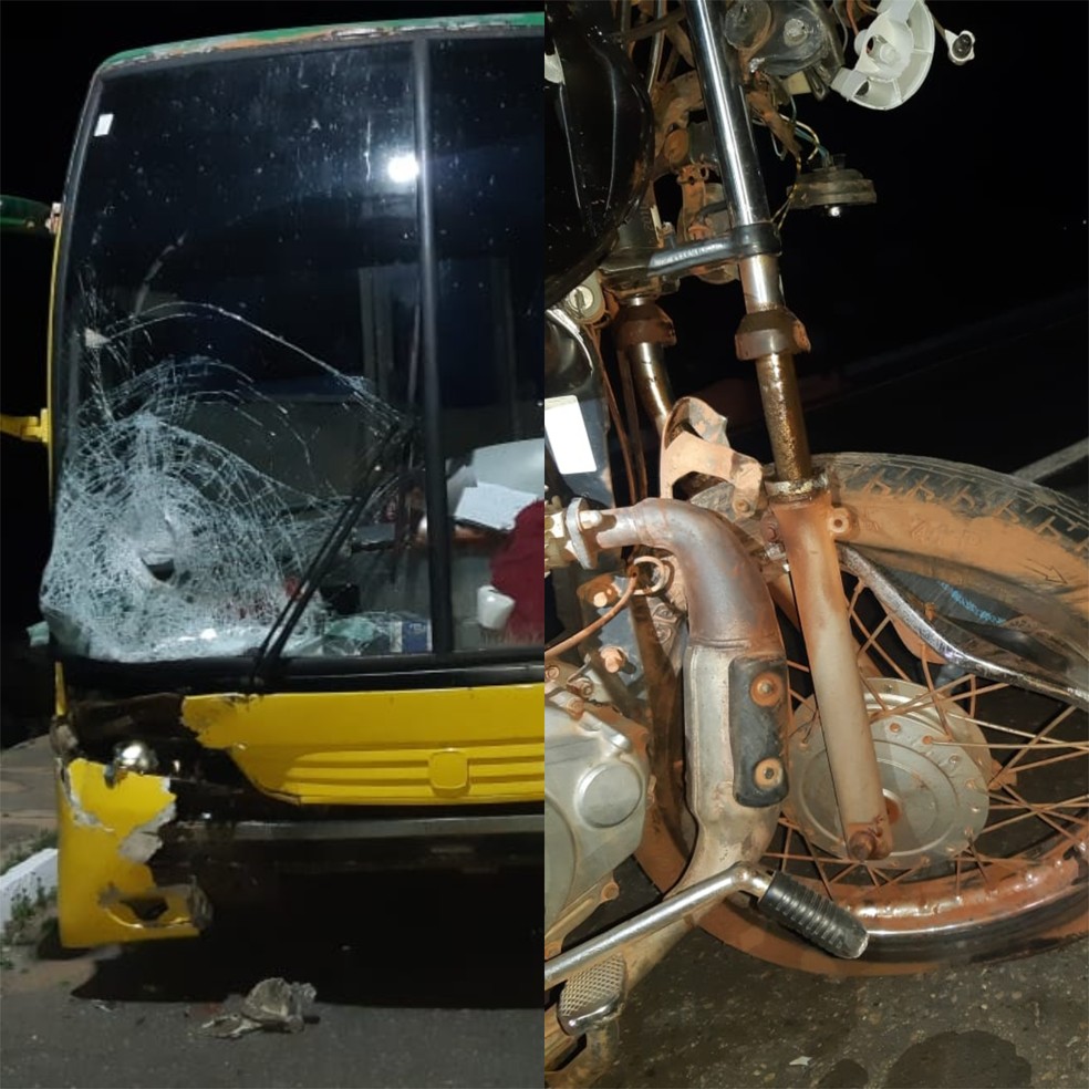 Colisão entre ônibus e moto deixa um morto na BR-343, em Buriti dos Lopes — Foto: Divulgação /PRF