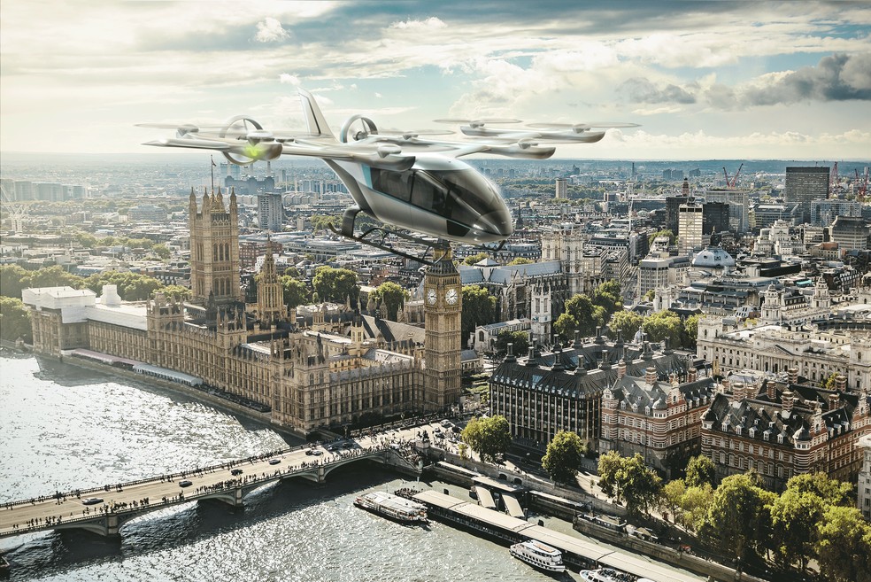 Modelo de 'carro voador' da Embrear é apresentado na Inglatrerra — Foto: Divulgação