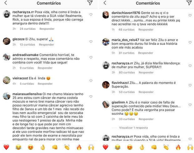 Comentários para Zilu (Foto: Reprodução/Instagram)