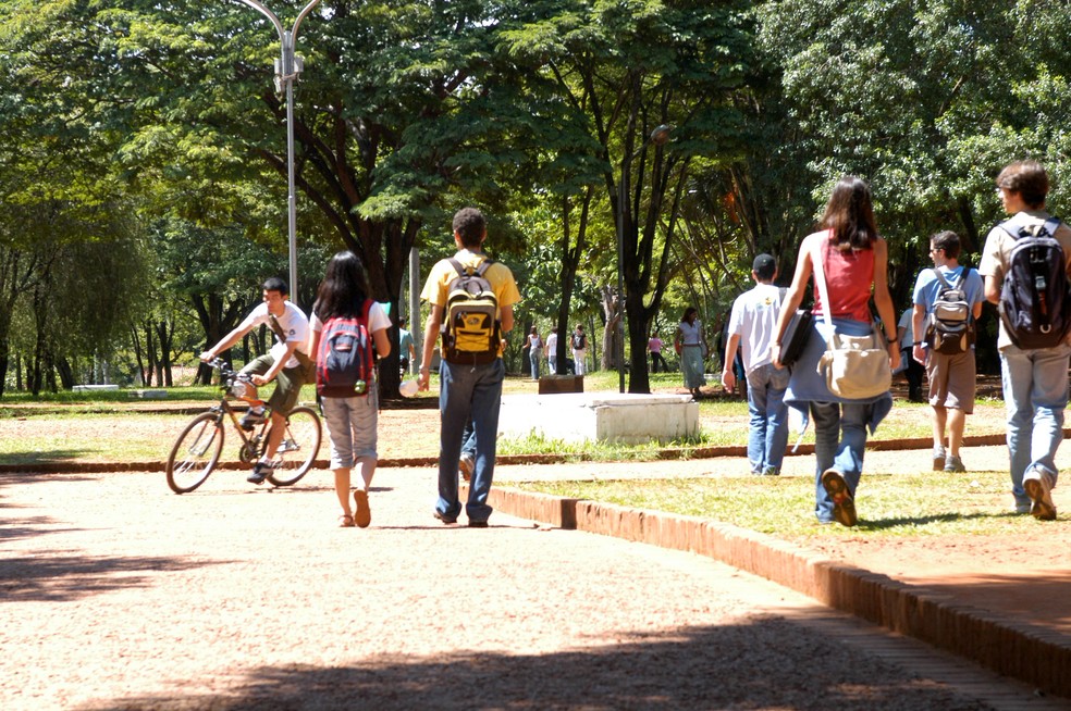 Estudantes no campus da Unicamp, em Campinas — Foto: Antonio Scarpinetti / Unicamp   
