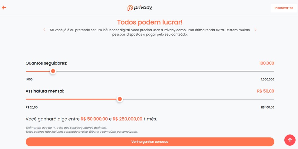 Privacy: imagem mostra como funciona a monetização da plataforma — Foto: Reprodução/Privacy