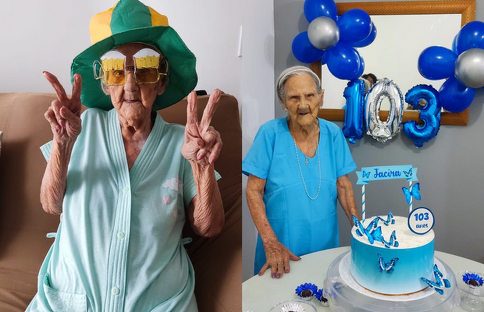 Com 103 anos recém-completados, Jacyra Braga de Castro pôde ver ao longo da vida todas as realizaçõs da Copas do Mundo — Foto: Acervo pessoal/Reprodução