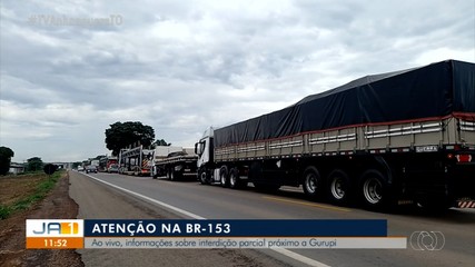 BR-153 é interditada parcialmente perto de Gurupi para manutenção