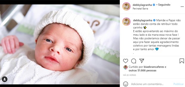 Debby Lagranha fala de primeiro dia com o filho caçula (Foto: Reprodução/Instagram)