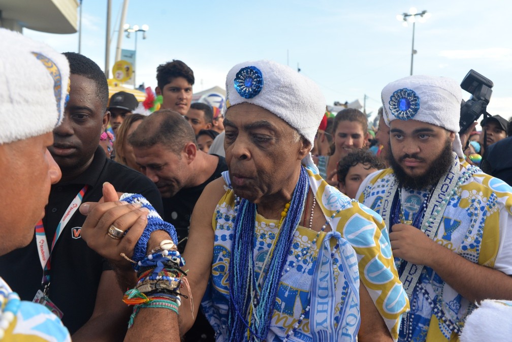 Gilberto Gil, na Barra, com os Filhos de Ghandy. — Foto: Joílson César/ Ag Haack