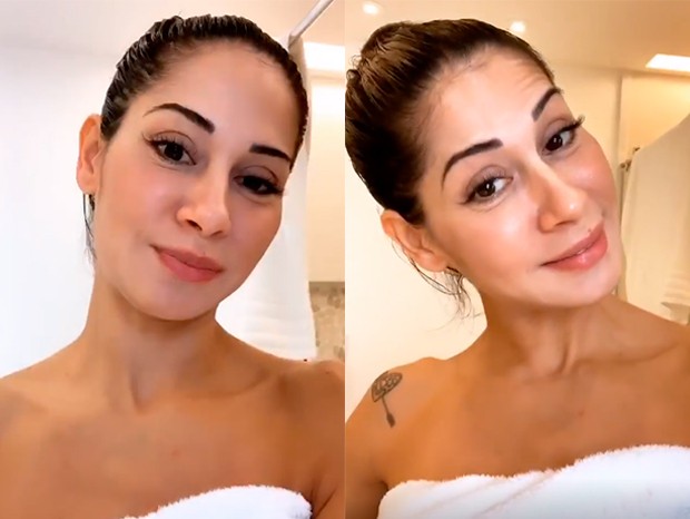 Mayra Cardi comenta que está peluda logo depois de sair do banho (Foto: Reprodução/Instagram)