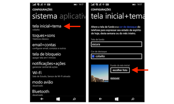 Acessando a página que altera a foto da tela inicial do Windows Phone (Foto: Reprodução/Marvin Costa)