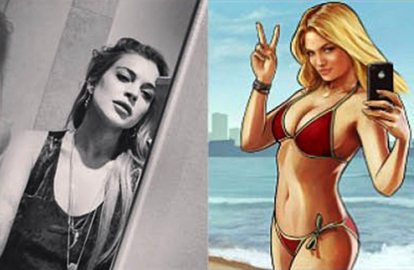 Lindsay Lohan X Lacey do game 'GTA 5' (Foto: Getty Images e Divulgação)