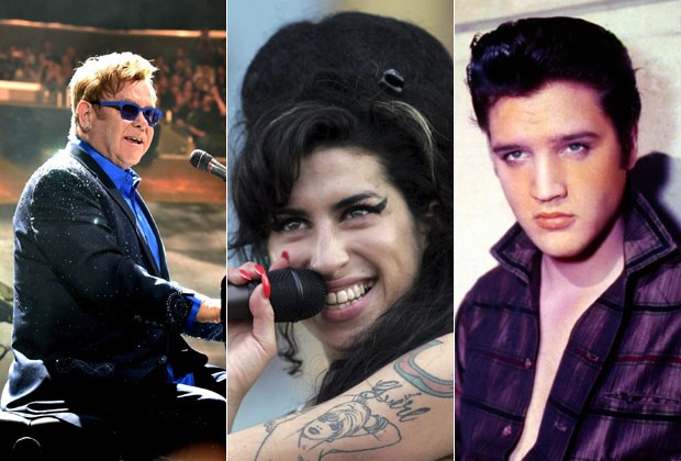 Elton John, Amy Winehouse e Elvis Presley: livro revela das mais bizarras às mais simples exigências de grandes nomes da música (Foto: Getty Images)