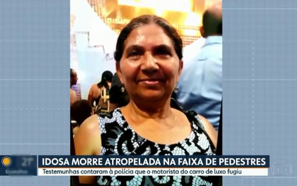 Audenilce Bernardina dos Santos foi atropelada por Porsche nos Jardins — Foto: Reprodução/TV Globo