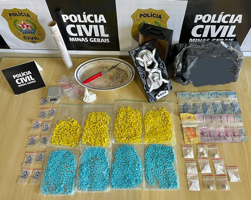 Polícia Civil apreende cocaína com selo de Pablo Escobar e comprimidos de ecstasy em Poços de Caldas (MG) — Foto: Divulgação/Polícia Civil 