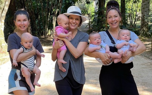 Fabiula Nascimento, Georgiana Góes e Priscila Assum posam com seus bebês