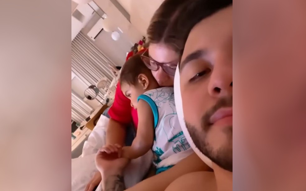 Murilo Huff posta vídeo com Marília Mendonça junto com o filho — Foto: Reprodução/Instagram