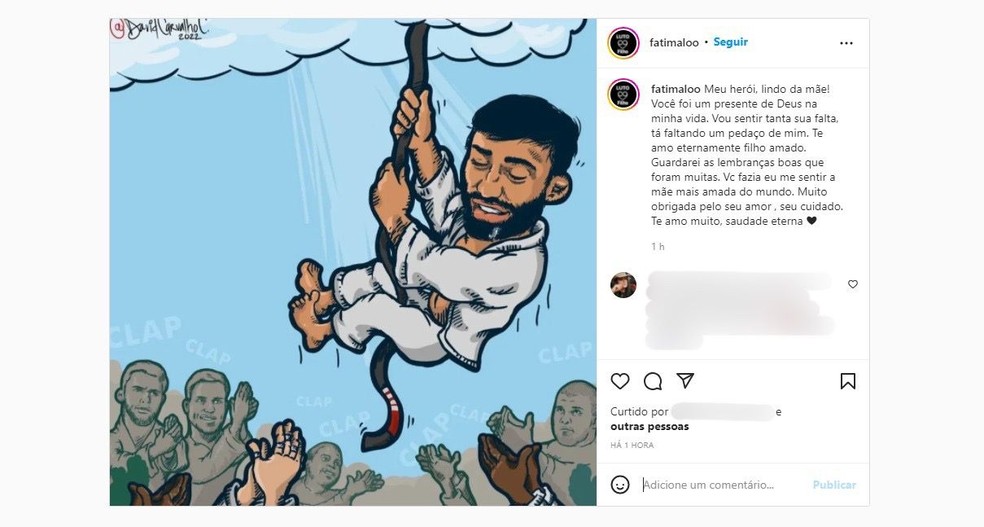 Mãe de Leandro Lo posta homenagem ao filho nas redes sociais  — Foto: Reprodução/Instagram 