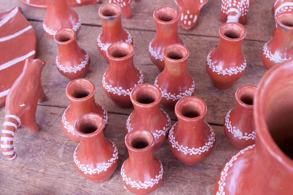Cerâmicas Terena, produzidas por indígenas do Mato Grosso do Sul.  — Foto: Yara Ramalho/g1 RR