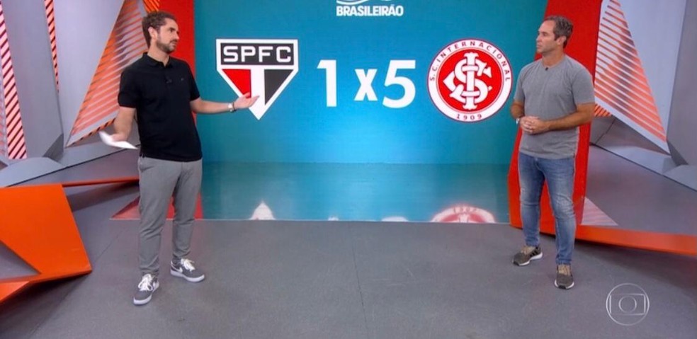 Globo Esporte: Felipe Andreoli e Caio Ribeiro conversam sobre a goleada do Inter no São Paulo — Foto: Tv Globo