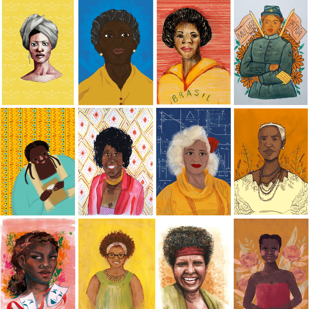 Ilustrações do livro Narrativas Negras, que homenageia e conta a história de 40 mulheres negras que mudaram a história do Brasil (Foto: Narrativas Negras)