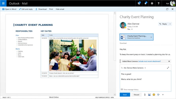 Integração com Office permite editar documentos do Word, Excel e Power Point no Outlook.com (Foto: Divulgação/Microsoft)