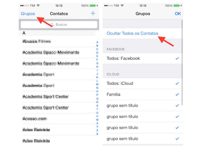 Ocultando grupos de contatos da agenda do iOS (Foto: Reprodu??o/Marvin Costa)