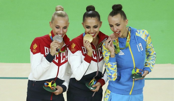Pódio Ginástica Rítmica Individual (Foto: REUTERS/Ruben Sprich)