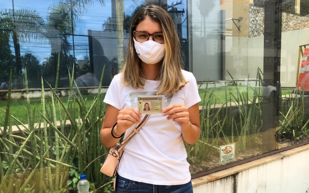Letícia Silveira fala das dificuldades em fazer a prova durante a pandemia, em Goiânia — Foto: Millena Barbosa/G1