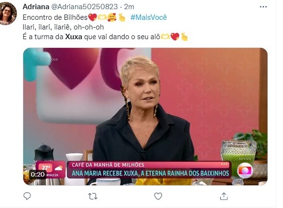 Xuxa no Mais Você (Foto: Reprodução)