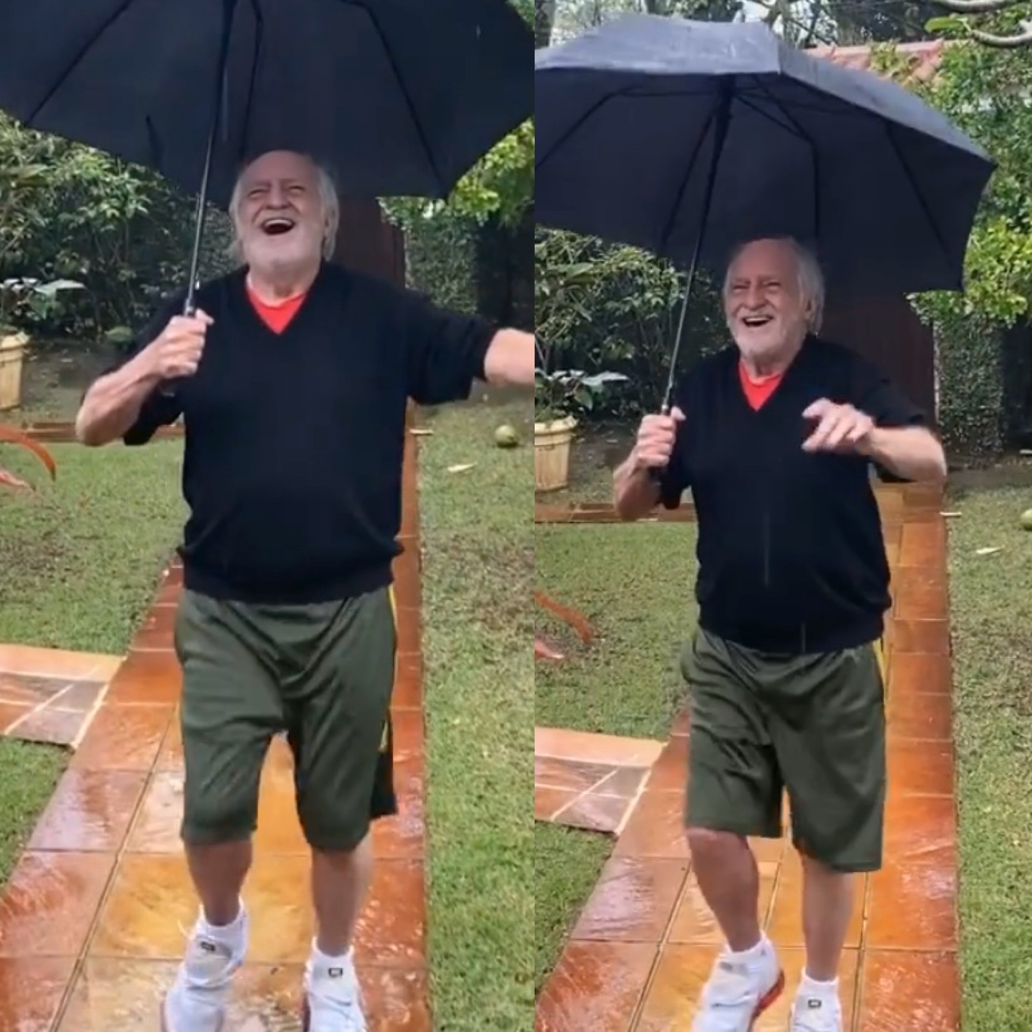  Ary Fontoura surge dançando na chuva e diverte seguidores (Foto: Instagram)