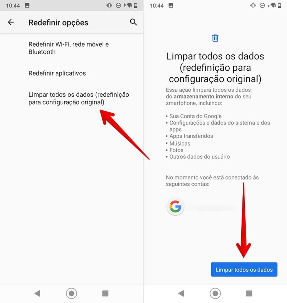 Resetando celular da LG — Foto: Reprodução/Helito Beggiora