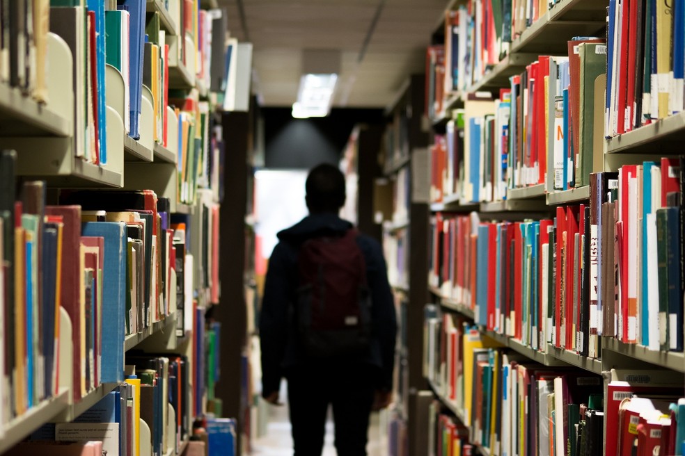 Estudante em biblioteca — Foto: Reprodução/Pixabay