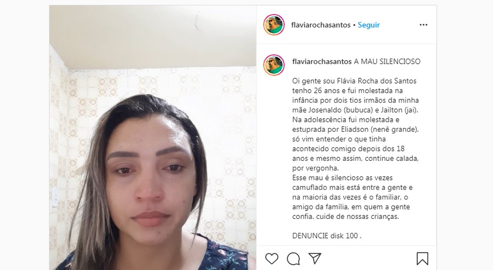 Flávia utilizou as redes sociais para denunciar os abusos sexuais sofridos na adolescência — Foto: Reprodução / Instagram