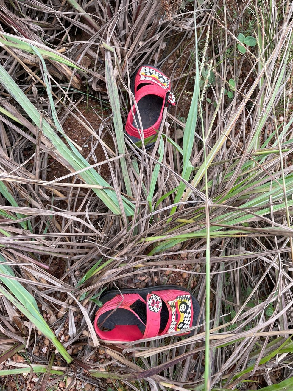 Sapatos foram encontrados no local onde o autor do crime disse que o corpo estaria — Foto: Reprodução