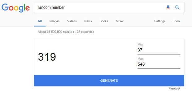 Google random number (Foto: Reprodução)