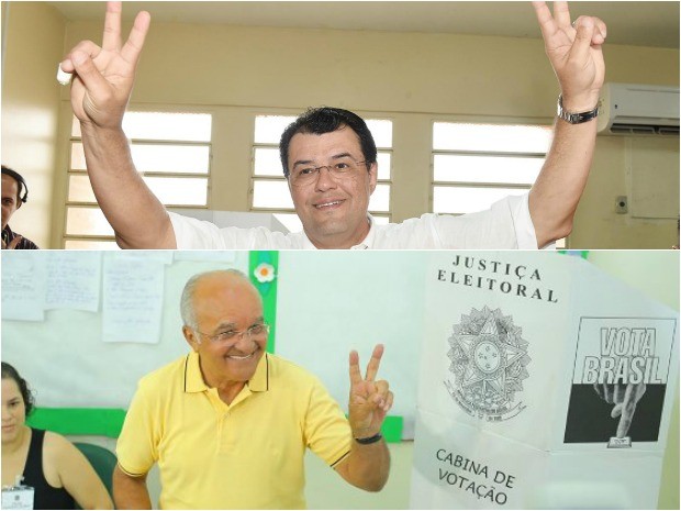 Candidatos Eduardo Braga (acima) e José Melo votaram na manhã de domingo (Foto: Assessorias/Divulgação)