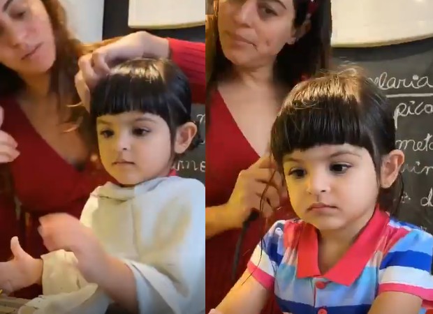 Carol Castro corta o cabelo da filha (Foto: Reprodução/Instagram)