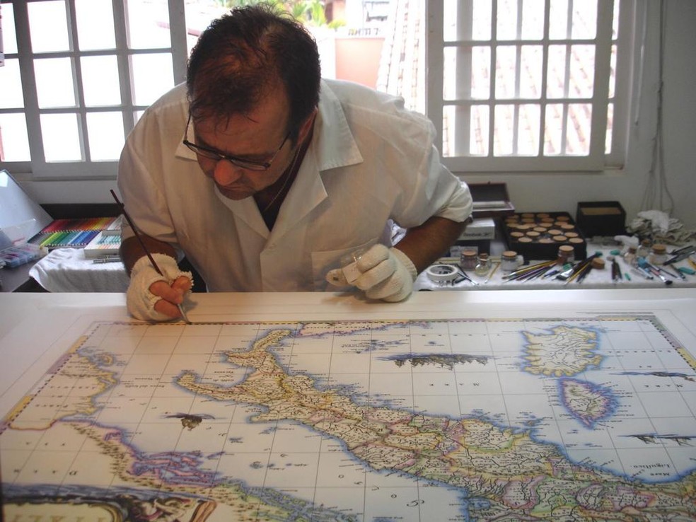 Artista de Sorocaba traz vida ao tropeirismo em mapas feitos à mão — Foto: Arquivo pessoal