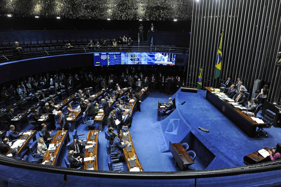 O plenário do Senado durante sessão nesta terça-feira (2) — Foto: Roque de Sá/Agência Senado