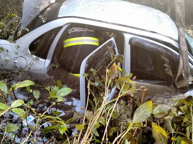 Bombeiros encontraram o veículo com água até a porta (Foto: Divulgação/Corpo de Bombeiros)