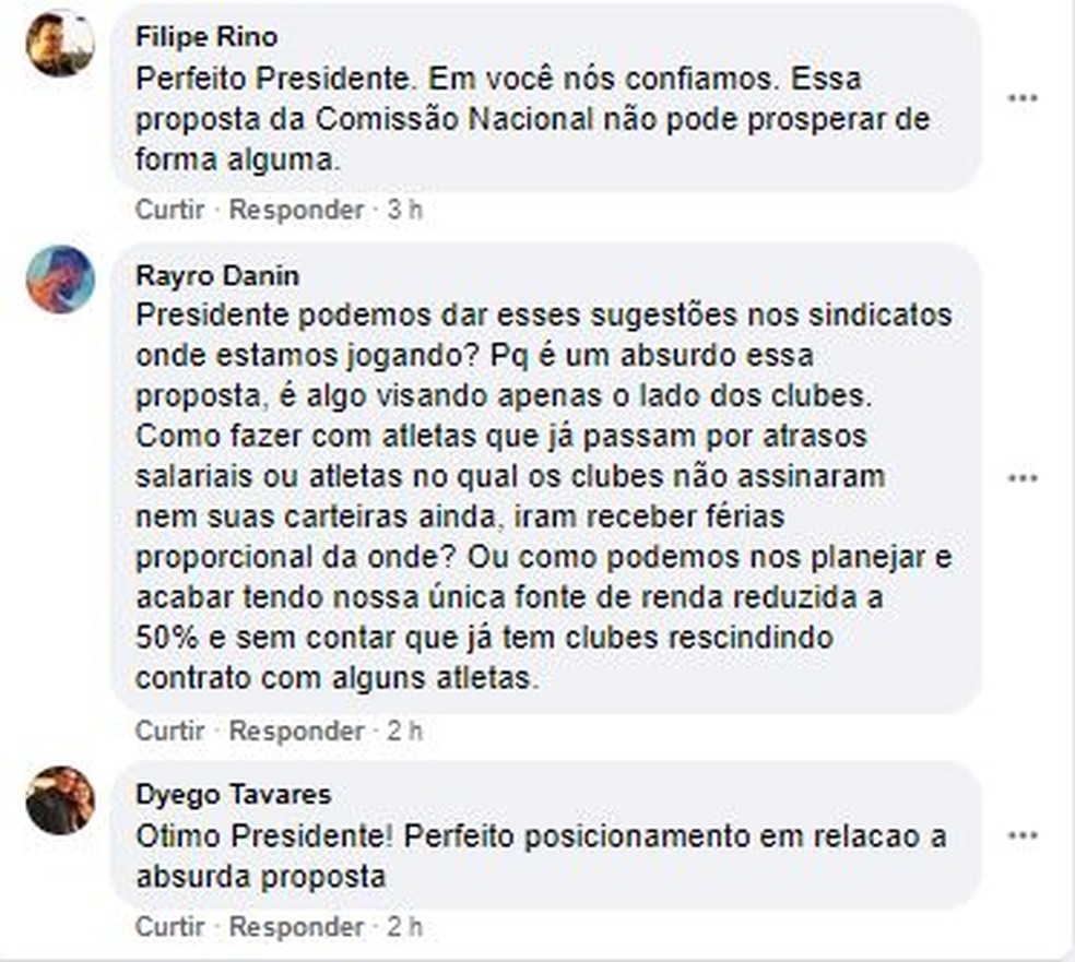 Comentários em post de presidente da Fenapaf — Foto: Reprodução