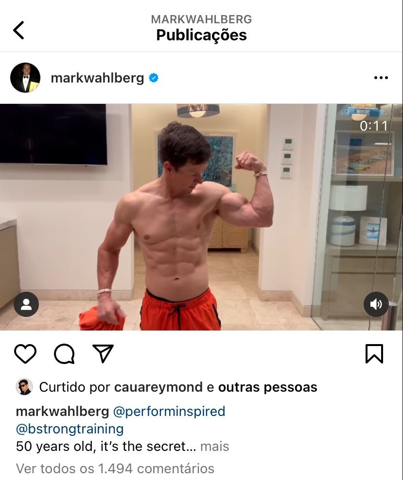 Publicação de Mark Wahlberg (Foto: Reprodução/Instagram)