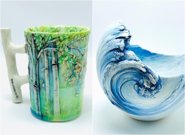 A artista Heesoo Lee se inspira nas estações do ano e no movimento das ondas para criar as cerâmicas (Foto: Reprodução/Colossal)