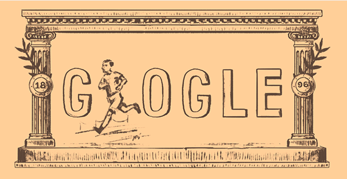 Doodle do Google presta homenagem à realização dos primeiros Jogos Olímpicos modernos, há 120 anos (Foto: Divulgação/Google)